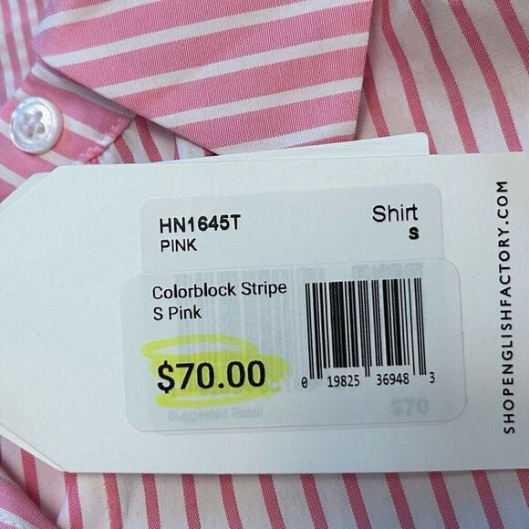 English Factory women's Colorblock Stripe Pink Button Down shirt size small NWT - Picture 3 of 7